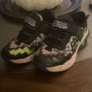 Skechers Kids' Black and Lime Sneakers